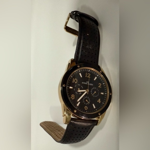 ANNE‎ KLEIN 10/9656 WOMENS WATCH. BLACK LEATHER BAND. - Picture 10 of 12